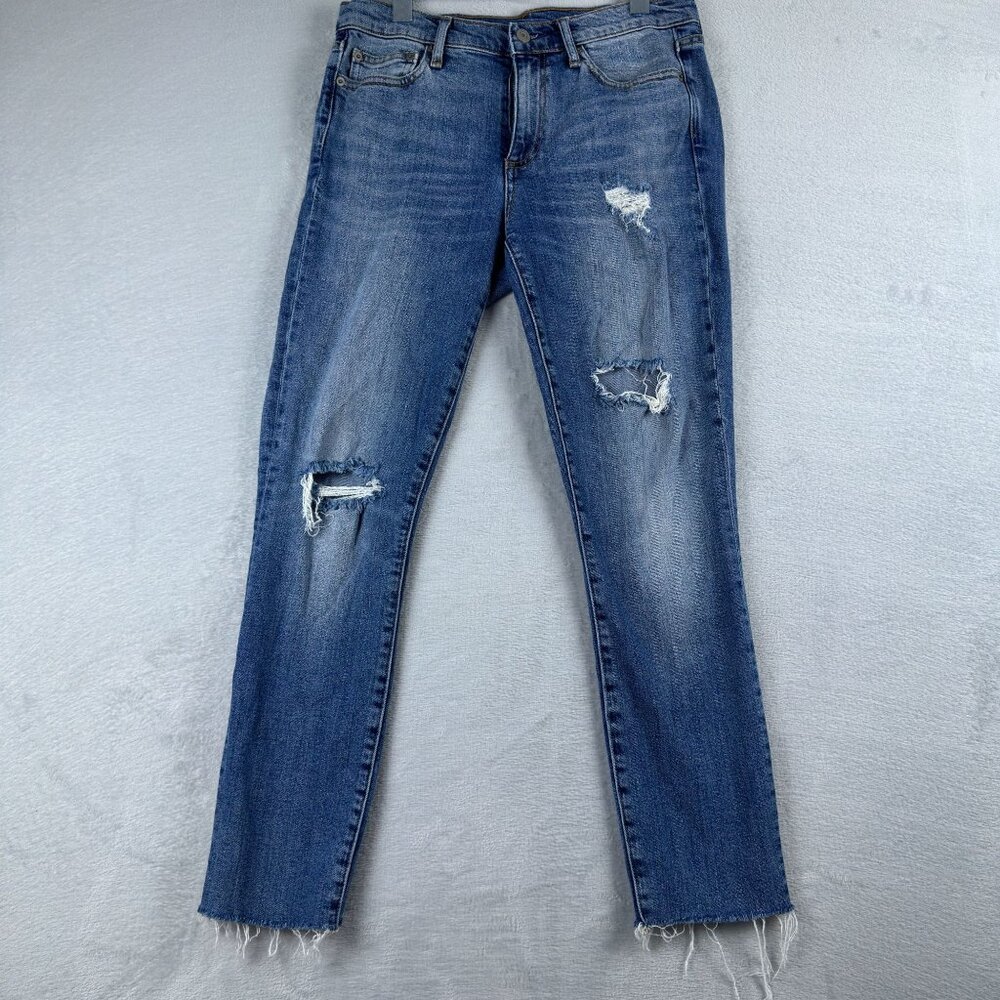 Gap 1969 Authentic True Skinny Jeans Distressed Womens Size 28 Regular Blue